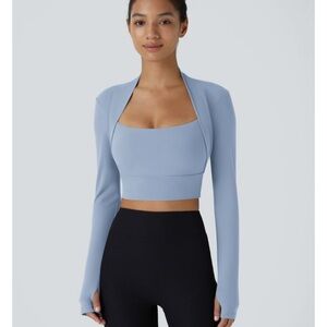 SoftlyZero™ Plush Long Sleeve Thumb Hole 2-in-1 Cropped Yoga Sports Top